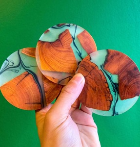 Premium Wooden Resin <b>Coaster</b> <b>Set</b> Handmade Durable Luxury Modern Customizable Design Diameter Table Decor Perfect Gifting - Product Image 1
