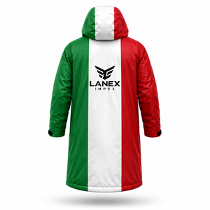 Custom Italy Flag Swim Parka <b>Jacket</b> <b>Waterproof</b> Windproof Fleece Lined Hooded Long Coat for Swimming, Surfing & Outdoor Sports - Product Image 3