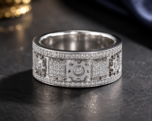 Custom Lab Grown Diamond Gear <b>Ring</b> Mechanical <b>Spinner</b> Wedding Band Luxury Unisex Fine Jewelry Gold Plated Round Brilliant Cut - Product Image 1
