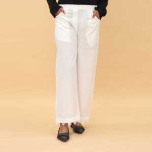 PL5013กางเกงขายาวสีขาวทรงตรงประดับ - Product Image 3