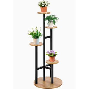 5-Tier Modern <b>Corner</b> Plant Stand Indoor Multi-Layer Wood & Metal Flower Pot <b>Shelf</b> Heavy Duty Planter Display Rack for Balcony - Product Image 3