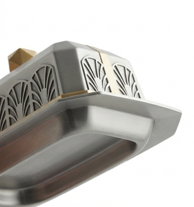Beurrier Art Déco en argent avec couvercle incrusté d'or, hermétique, vaisselle de table, accessoire de cuisine moderne et luxueux - Product Image 5
