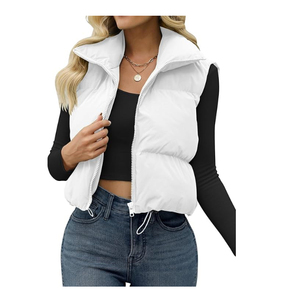 Hot Sale Puffy Vest Women Zip up Stand Collar Sleeveless Lightweight Padded Cropped Puffer Quilted Vest for Women's - Product Image 1