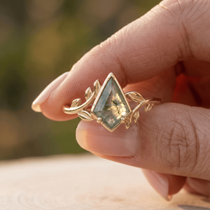 Anillo de Ágata Musgosa Enchanted Garden, Joyería Nupcial Inspirada en la Naturaleza, Colección de Lujo para Bodas, Proveedor OEM - Product Image 1