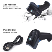 Lecteur de codes-barres sans fil 2,4 GHz portable pour supermarché, scanner de codes QR 1D 2D USB, 300 lectures/secondes, portée 0-100 m, garantie 1 an, en stock