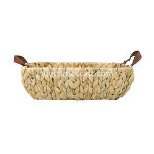 Plateaux de rangement en jacinthe d'eau en vrac, paniers tissés à la main durables avec sangles en cuir de Viettimecraft vente en gros - Product Image 1