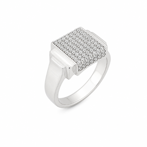 Bague Chevalière Carrée en Argent Sterling 925 pour Homme, Sertie de Diamants, Finition Polie Brillante, Style Hip-Hop Audacieux, Idéale pour Mariage, Fête, Usage Quotidien, Cadeau - Product Image 2