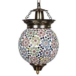 Lampe suspendue en verre mosaïque à motif floral multicolore, artisanale, décorative, pour la maison, le café, le restaurant - Product Image 5