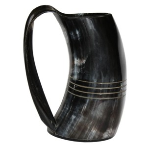 Mug en corne de bœuf naturelle, écologique, fait main, style viking, vente en gros, tasse à boire médiévale en corne, pour Game of Thrones. - Product Image 2