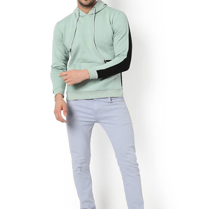 Men's <b>Mint</b> <b>Green</b> Hooded Sweatshirt Regular Fit Solid Color Pocket Long Sleeve Casual Autumn Wear 2027 - Product Image 3