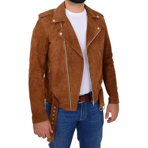 แจ็คเก็ตหนังกลับสีน้ำตาลสำหรับผู้ชายรุ่นใหม่ล่าสุด ทรงเข้ารูป สไตล์สตรีทแวร์ เสื้อคลุมกันหนาว หนังกลับคุณภาพพรีเมียม นุ่มสบาย รับผลิตแบบ OEM ODM - Product Image 2