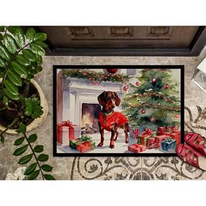 Felpudo de Navidad acogedor Dachshund antideslizante lavable de pila baja 24H X 36W para entrada interior y exterior para puerta Delantera - Product Image 3