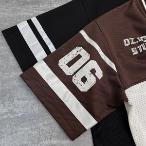 Fabricant de maillots de football en mesh à col en V avec impression personnalisée, t-shirt sport surdimensionné pour homme en coton 100% lourd - Product Image 5