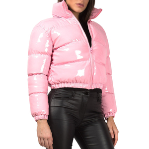 Chaqueta Acolchada Rosa para Mujer, Cierre de Cremallera Regular, Cuello con Capucha, Ropa Exterior Informal, Color Sólido, Revestimiento de Poliéster Ecológico al 70% - Product Image 3