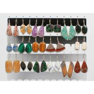 Boucles d'oreilles ethniques multicolores assorties en forme de fantaisie avec pierres précieuses en cristal Boucles d'oreilles en laiton massif faites à la main Bijoux en vrac - Product Image 3