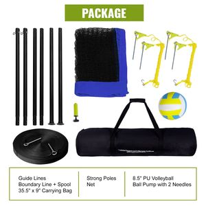 Set Professionale Portatile da Pallavolo per Esterni con Pali in Acciaio Regolabili in Altezza e Rete in PVC, Attrezzatura da Campo C con Pompa - Product Image 6