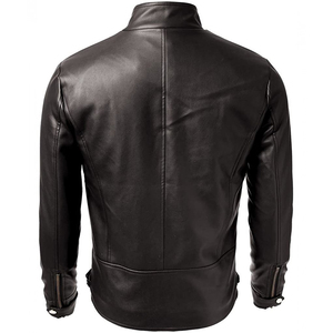 Custom Design Stand Collar <b>Winter</b> <b>Leather</b> <b>Jacket</b> Solid Color Men's Streetwear with Front Logo - Product Image 4
