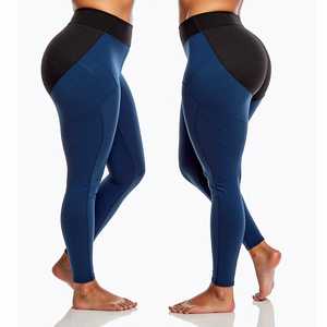 Legging taille haute color block extensible tricoté longueur intégrale pour femme, sportif, compression, effet ventre plat, push-up, toutes saisons - Product Image 3