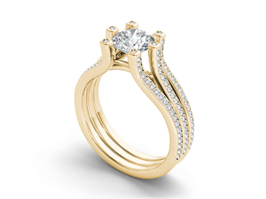 Anillo de Oro de 14K con Diamante Cultivado en Laboratorio de Corte Redondo de 1 Quilate, Certificado IGI, VS1, Color E, con Tres Capas de Engaste, para Boda, Compromiso o Aniversario - Product Image 3