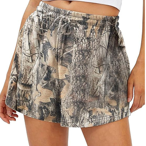 Shorts en tricot imprimé taille haute avec poches, coupe ample, style décontracté, respirant, taille élastique pour femme - Product Image 5