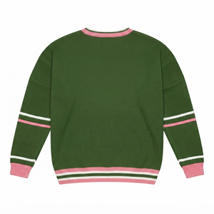 New Design 100% <b>Customized</b> Pink Green V Neck Knit Cardigan Women Premium Soft Warm Quick Dry Embroidery Stylish Fit High Quality - Product Image 2