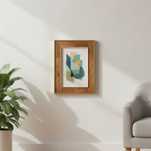 Cadre photo en teck fait main avec bordure dorée, design léger et élégant pour format A4, à poser sur table ou à accrocher au mur, décoration pour la maison et le bureau - Product Image 4