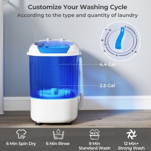 Mini lavatrice semiautomatica portatile da 2.5 kg con vasca centrifuga e tubo di scarico - Product Image 4
