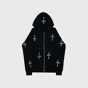 New <b>Stitched</b> Unisex Cotton/Polyester Fleece Anti-Wrinkle Breathable Eco-Friendly Winter Casual Custom Made Rhinestone <b>Hoodies</b> - Product Image 1