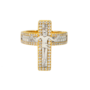 GRA Certified Luxury Moissanite <b>Cross</b> <b>Ring</b> 925 Sterling <b>Silver</b> Gold Plated Pave Setting Unisex Iced Out Hip Hop Jewelry - Product Image 1