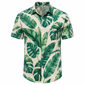 Men's Double Breasted Botanical Print Casual Hawaiian <b>Shirt</b> Half Sleeve Regular Collar Breathable Eco-Friendly Button Summer - Product Image 3