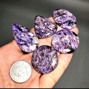 Charoite naturelle de qualité supérieure, cabochon violet, pierre précieuse Charoite en vrac pour bague ou pendentif - Product Image 2