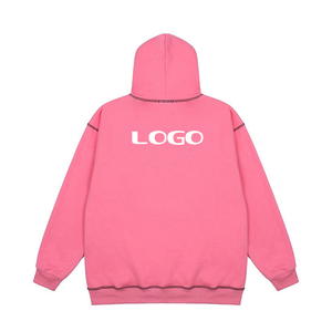 เสื้อฮู้ดสีชมพูขนาดใหญ่พิมพ์ลายการ์ตูนหมี เสื้อสเวตเตอร์ถักแบบลำลองสำหรับทุกเพศ ใส่ได้ในฤดูใบไม้ร่วง - Product Image 2