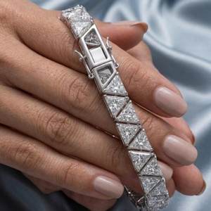 Bracelet à maillons taillés en triangle en argent sterling 925 avec diamants Moissanite VVS, style Hip Hop, fermoirs à boîte ouverte - Product Image 2