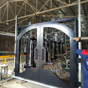 Porte d'entrée personnalisée en fer forgé et acier, étanche, durable, de style postmoderne, avec un design sécurisé et élégant - Product Image 4