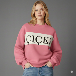 Sweat-shirt oversize en molleton de coton pour femme, col montant, épaules tombantes, manches longues, coupe carrée, fabriqué en usine - Product Image 5