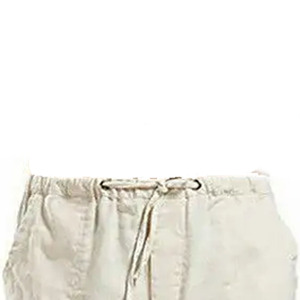 Pantalon Oxford en coton beige pour homme, taille élastique avec cordon de serrage, coupe droite décontractée, léger, pour l'été - Product Image 6