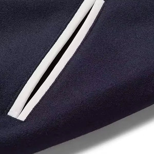 Veste universitaire unisexe en laine Econex Sports, bleu marine, avec patch brodé lettre S, col montant, coupe classique, style preppy - Product Image 4