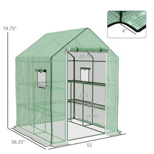Serra a U in PVC da 4,6 x 4,7 piedi con porta scorrevole, finestre e scaffale per fiori in vetro - Resistente all'acqua e ai raggi UV - Product Image 3