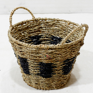 Handwoven Modern Eco-Friendly Seagrass Storage Basket Round <b>Wicker</b> Organizer Multifunction Natural <b>Hamper</b> for Home Office - Product Image 5