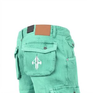 Pantalones Cortos de Mezclilla para Hombre, de Alta Calidad, con Estampado de Serigrafía, Estilo Jeans, de Pierna Ancha, Material Spandex/Poliéster - Product Image 5