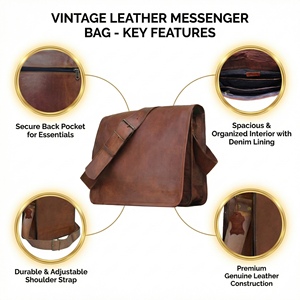 Maletín para Portátil de Cuero Genuino Marrón para Hombre, Bolsa de Mensajero Hecha a Mano para Oficina, para Pedidos al por Mayor - Product Image 3