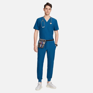 Custom Logo Breathable Eco-Friendly Knitted <b>Nursing</b> <b>Scrubs</b> Set for Unisex Medical/Dental Use Bell-Bottom Pants Uniform - Product Image 2