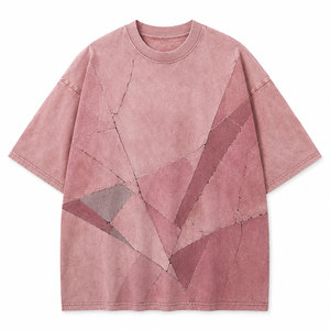 T-shirt décontracté moderne à épaules tombantes effet délavé, en tissu premium, idéal pour les activités quotidiennes en extérieur avec style. - Product Image 1