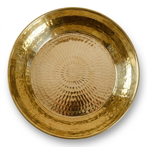 Thaal en métal traditionnel, assiette de service décorative martelée, Thali Pooja artisanal, vaisselle festive, décoration de la maison - Product Image 1