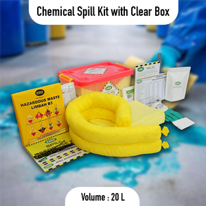 20L Chemical Spill Kit Clear <b>Box</b> Hazmat with Absorbent Pads <b>Socks</b> PPE for Acid Chemical Liquid Spill Industrial Use - Product Image 2