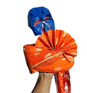 Turban indien traditionnel Safa en or orange, pré-noué, pour homme, couvre-chef ethnique, réversible, en coton satiné, pour toutes les saisons - Product Image 3