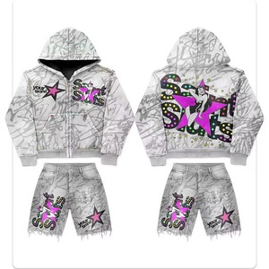 Conjunto de Sudadera con Capucha de Invierno Estampada, Estilo Vintage, Bordada, con Cordón Ajustable, 100% Algodón Pesado, Lavado Ácido, Estilo Urbano - Product Image 4