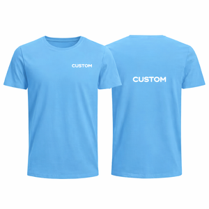 เสื้อยืดสีฟ้าอ่อนแบบเรียบๆ สั่งทำขายส่ง คอกลม แขนสั้น ผ้าฝ้าย ใส่ได้ทั้งชายและหญิง เสื้อยืดแฟชั่นฤดูร้อน สไตล์สตรีทแวร์ - Product Image 1