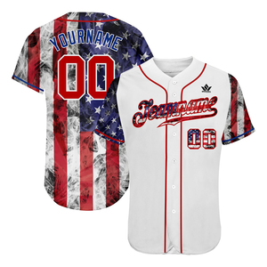 Maillot de baseball personnalisé avec drapeau américain, unisexe, adulte, manches courtes, polyester sublimé, évacuation de l'humidité, uniforme d'équipe personnalisé - Product Image 4