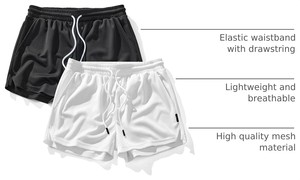 Shorts décontractés pour hommes en Spandex/Polyester, coupe ample, taille élastique avec cordon de serrage, écologiques, séchage rapide, respirants, doux et confortables - Product Image 6